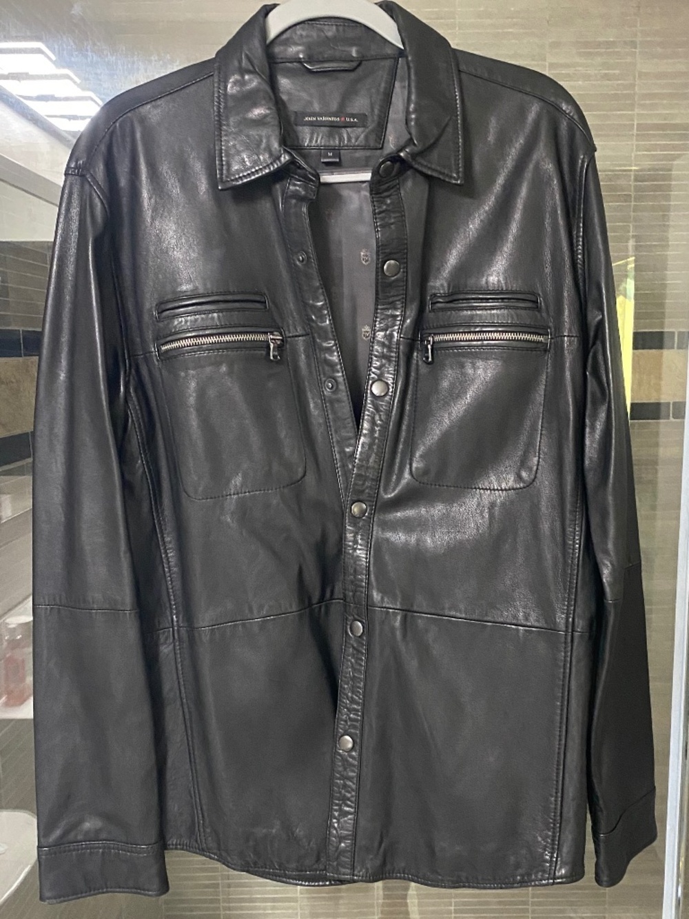 John Varvatos  leather shirt jacket